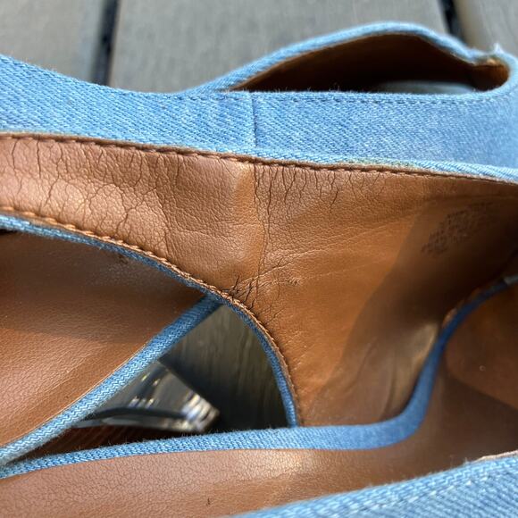 Denim slingback block heels open toe Nine West - Picture 7 of 8
